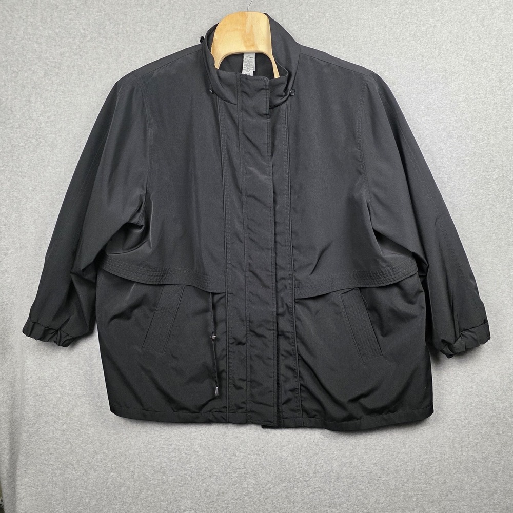 Catherines Jacket Womens 3X 26/28W Black Hooded Faux Fur Trim Plus‎ Size Parka
